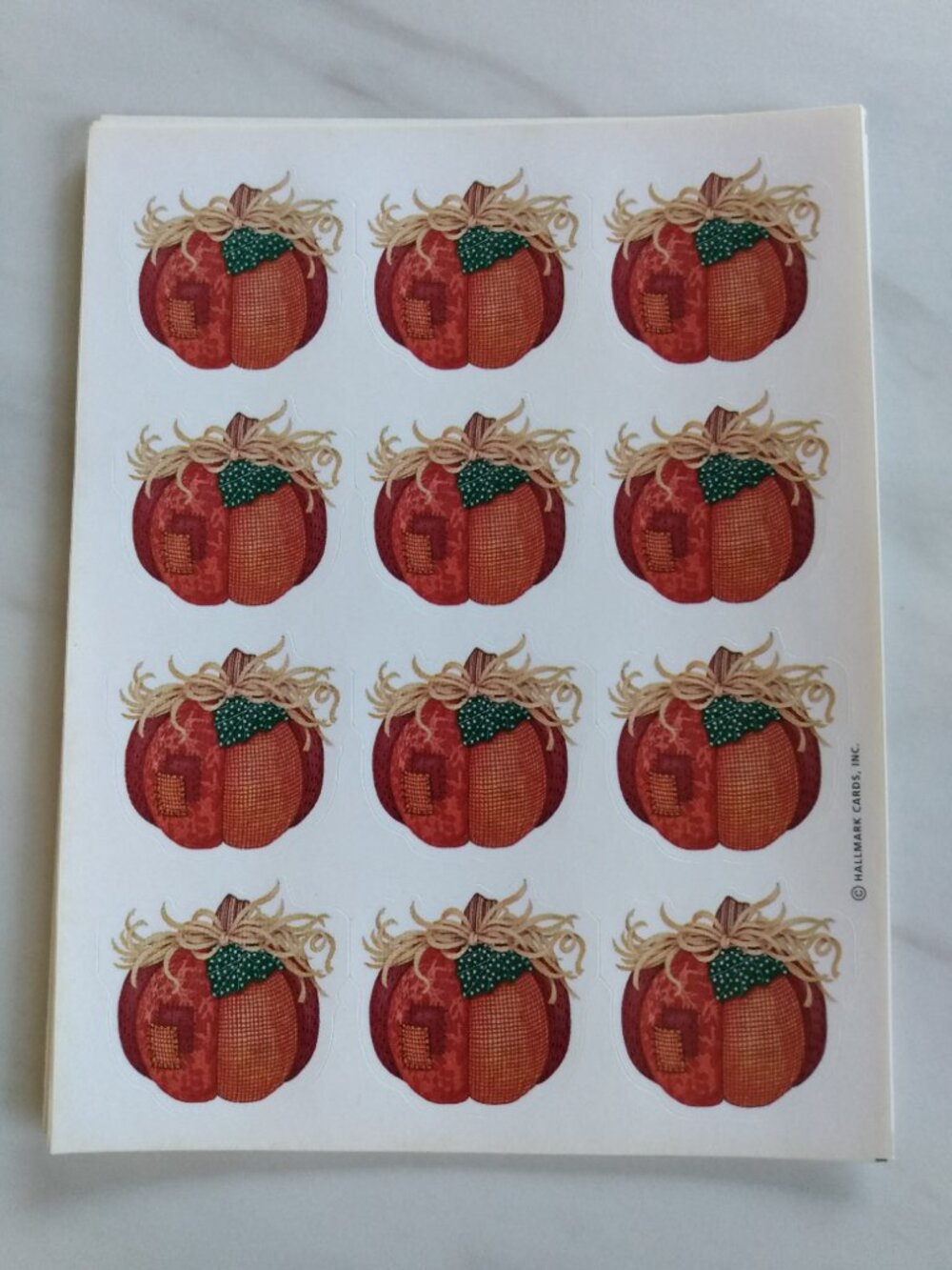 Vintage 90s Halloween Stickers Hallmark Patchwork Pumpkins and Scarecrows - Picture 2 of 16